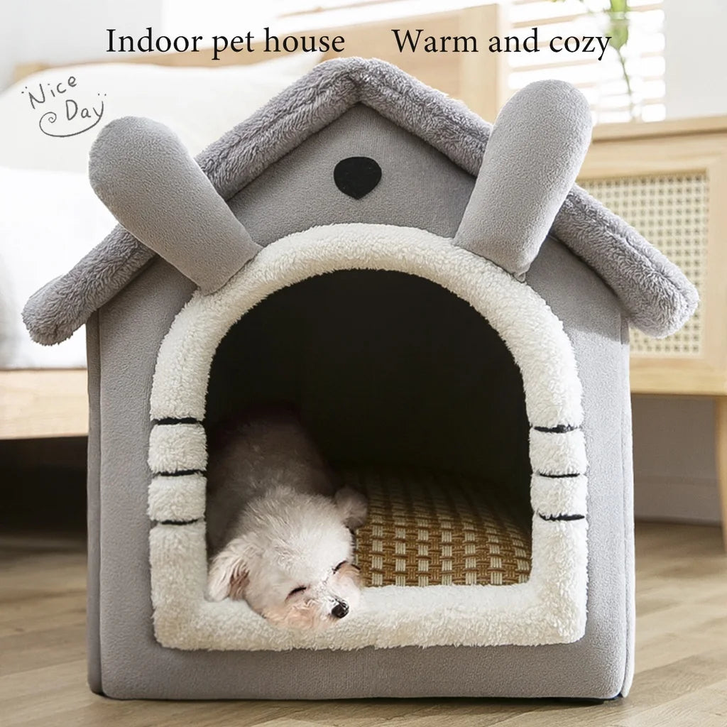 Foldable Pet Sleeping Bed Removable & Washable Dog House Kennel