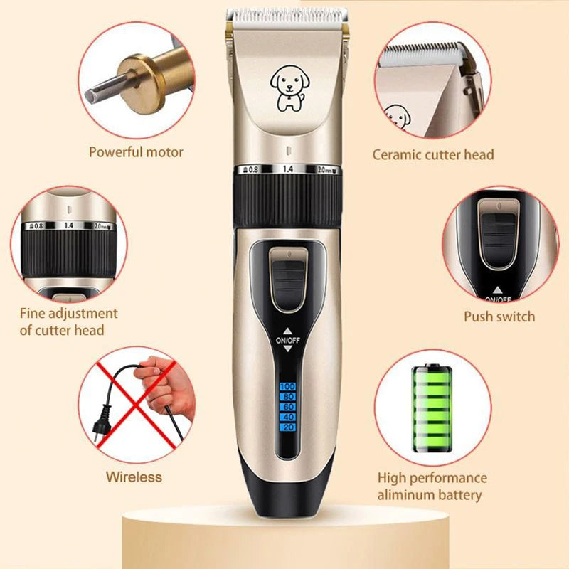 Professional Cordless Dog Hair Clippers Grooming Trimmer Set