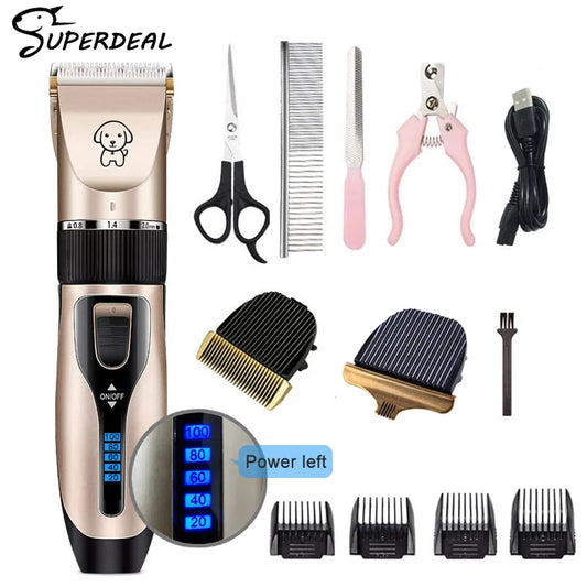 Professional Cordless Dog Hair Clippers Grooming Trimmer Set